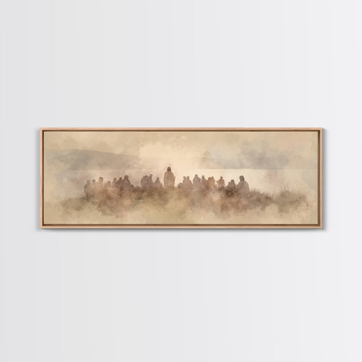 Quiet Hillside Grace | Framed Canvas Print | Christian Art | Panoramic Wall Art | Jesus Canvas Art | Christian Paintings | Christmas Art