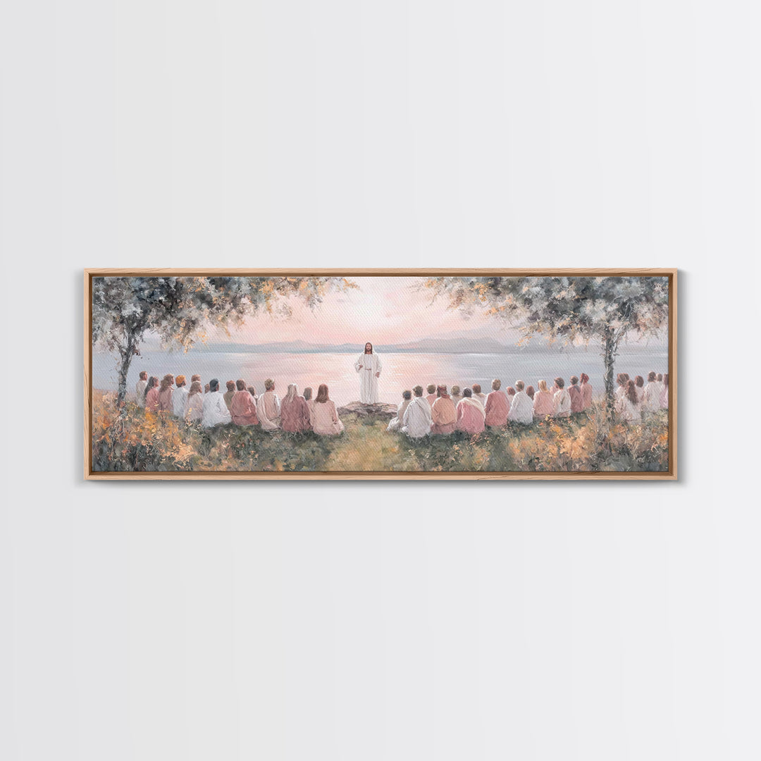 Twilight Of Blessings | Framed Canvas Print | Christian Art Work | Panoramic Art | Jesus Painting Canvas | Christian Christmas Decor | Chri
