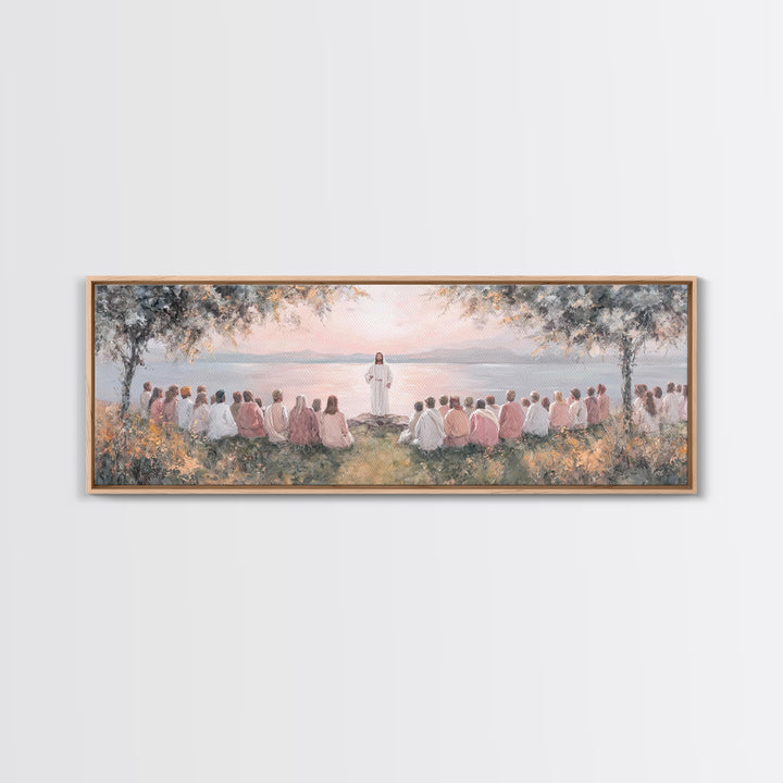 Twilight Of Blessings | Framed Canvas Print | Christian Art Work | Panoramic Art | Jesus Painting Canvas | Christian Christmas Decor | Chri