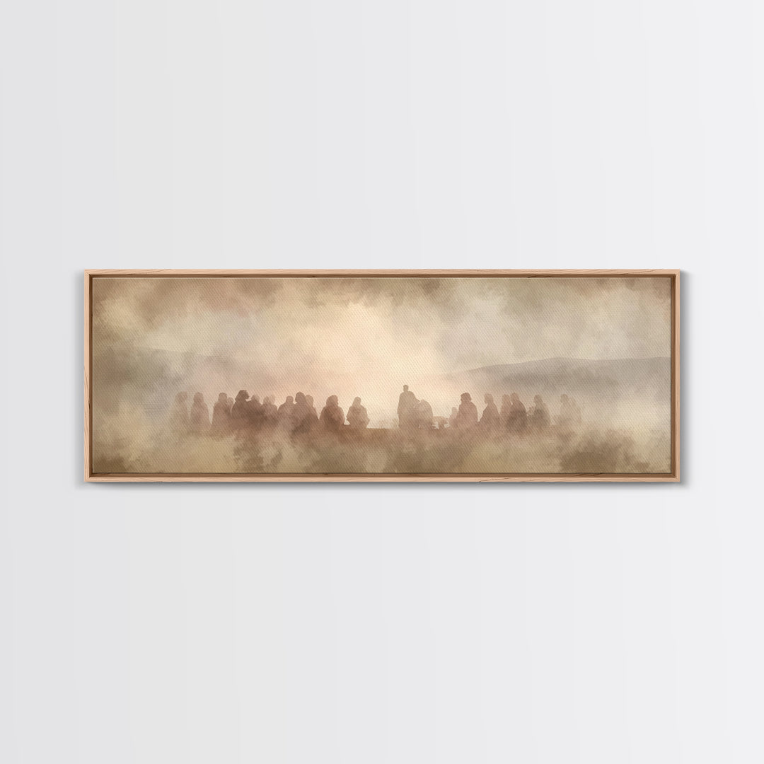 Circle Of Peace, Framed Canvas Print, Christian Decor For Home, Panoramic Painting, Jesus Art Print, Christian Art Canvas, Christmas Art