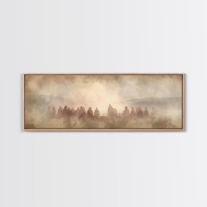 Circle Of Peace, Framed Canvas Print, Christian Decor For Home, Panoramic Painting, Jesus Art Print, Christian Art Canvas, Christmas Art
