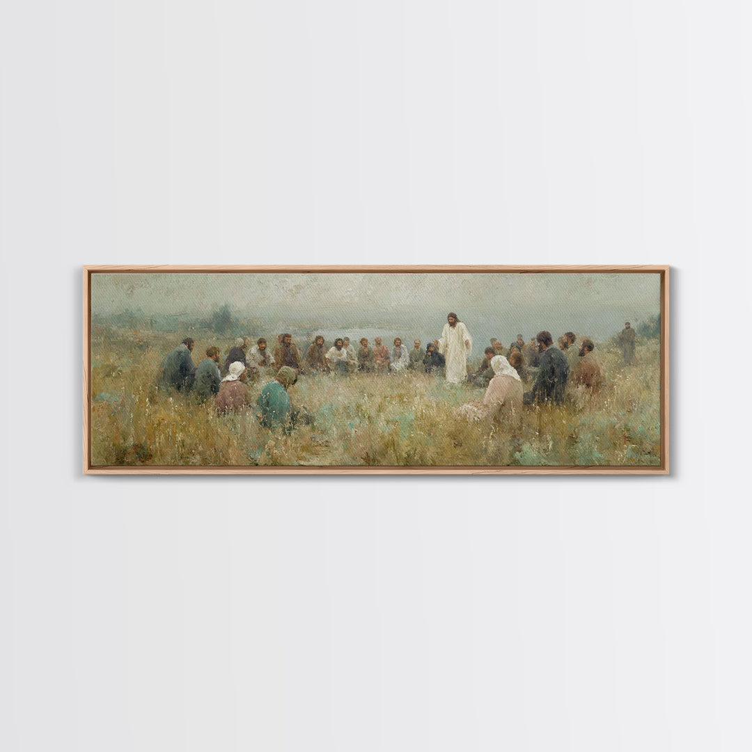 Meadow Circle Peace – Framed Canvas Print – Panoramic Art – Christian Wall Art – Jesus Painting – Christian Art Canvas – Christian Decor