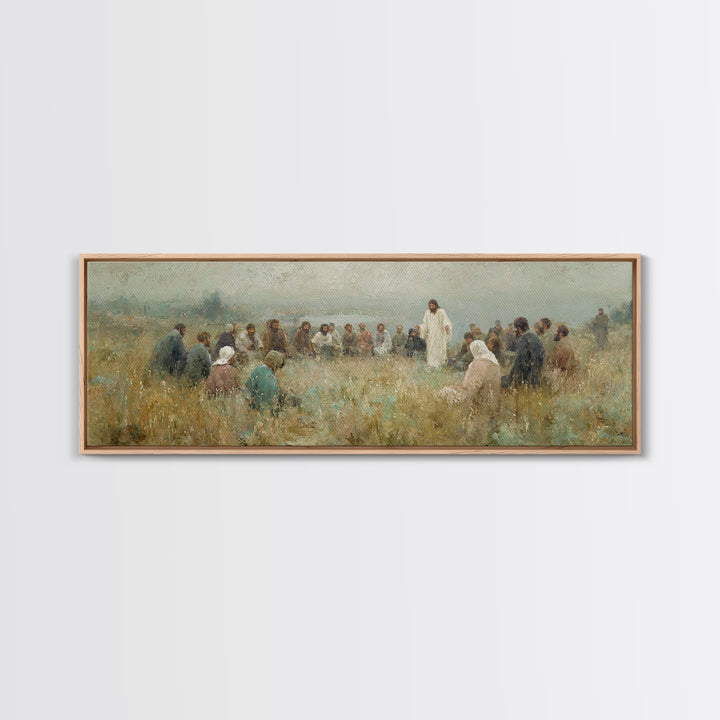 Meadow Circle Peace – Framed Canvas Print – Panoramic Art – Christian Wall Art – Jesus Painting – Christian Art Canvas – Christian Decor