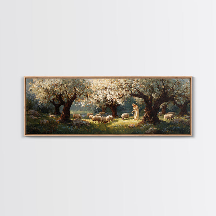 Blossoms Of Guidance | Framed Canvas Print | Panoramic Painting | Christian Art | Jesus Canvas Art | Christian Wall Art | Christian Gift