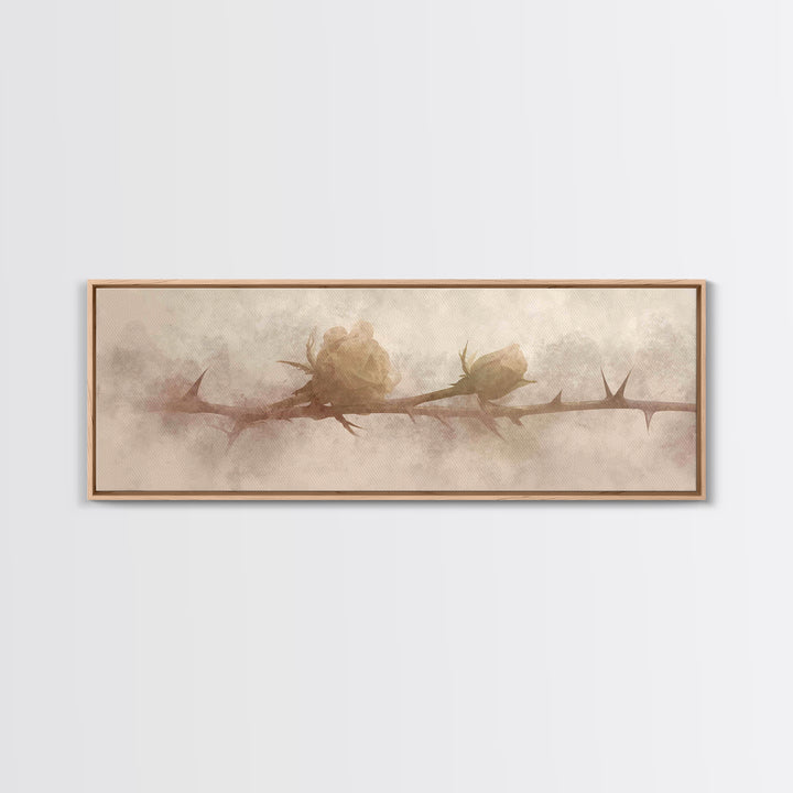 Thorned Mercy Path, Framed Canvas Print, Panoramic Wall Art, Christian Art Canvas, Christian Painting, Modern Christian Art, Christian Wall