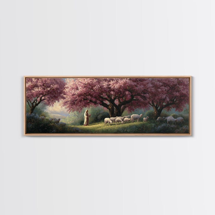 Blossoms Of Grace – Framed Canvas Print – Panoramic Art – Christian Wall Art – Jesus Painting – Christian Art Canvas – Christmas Art