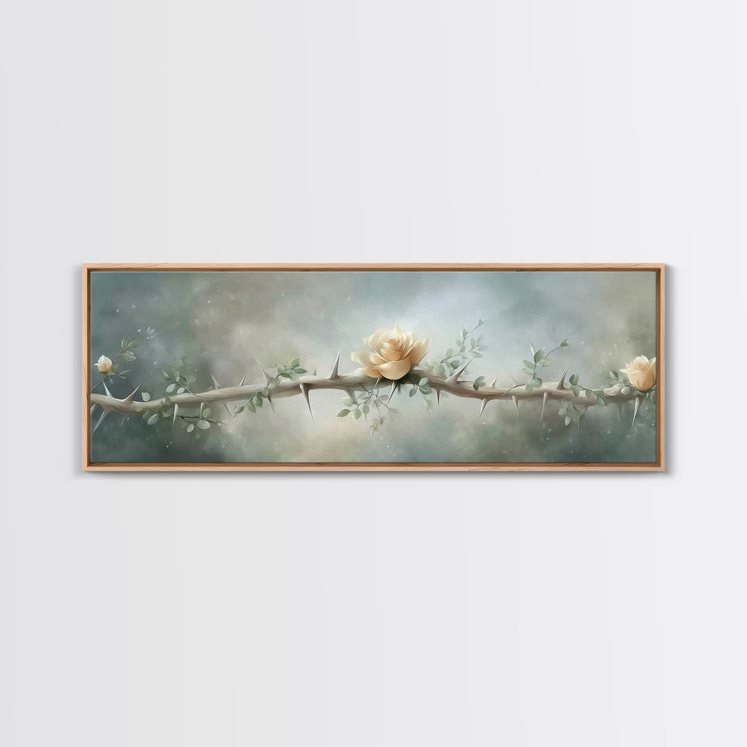 Risen Rose Light | Framed Canvas Print | Panoramic Painting | Christian Art Print | Christian Wall Art | Subtle Christian Art | Christian D