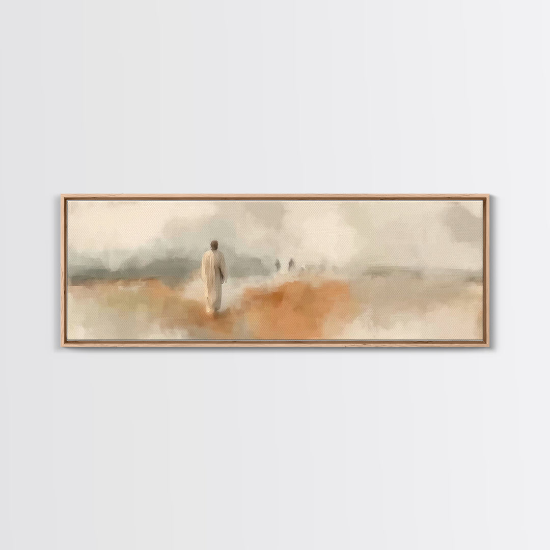 Grace In The Mist | Framed Canvas Print | Panoramic Wall Art | Christian Art Print | Jesus Painting | Christian Decorations | Christmas Art