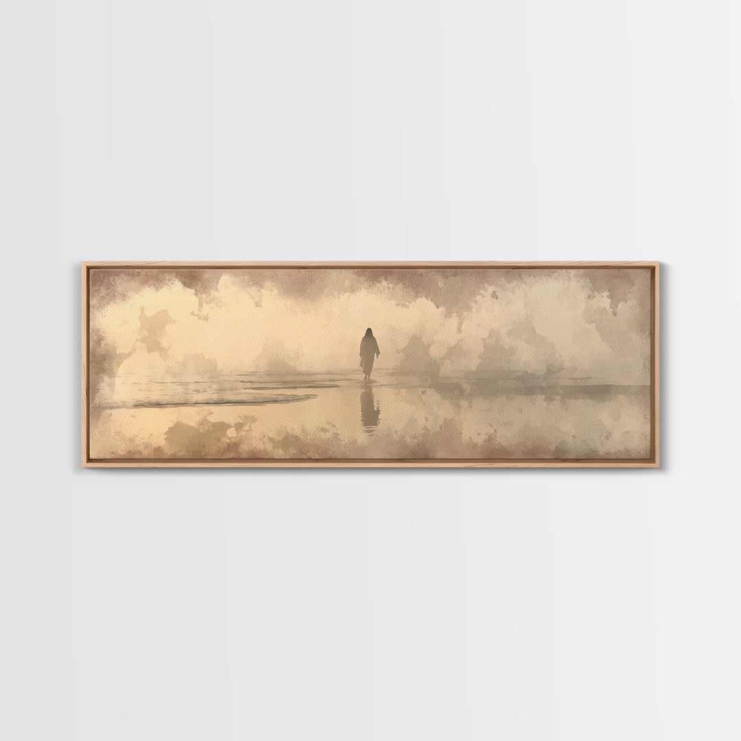 Desert Dawn Path – Framed Canvas Print – Christian Wall Art – Jesus Painting – Panoramic Art – Christian Art Canvas – Christmas Art