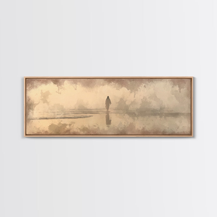 Desert Dawn Path – Framed Canvas Print – Christian Wall Art – Jesus Painting – Panoramic Art – Christian Art Canvas – Christmas Art