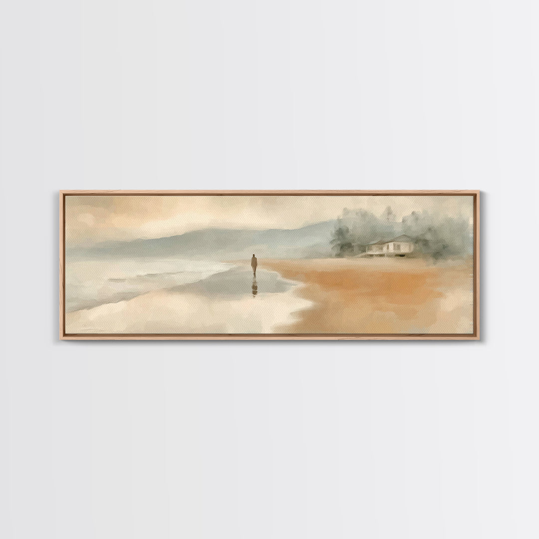 Quiet Coastal Grace | Framed Canvas Print | Christian Art Canvas | Jesus Painting | Panoramic Painting | Christian Wall Art | Christmas Art