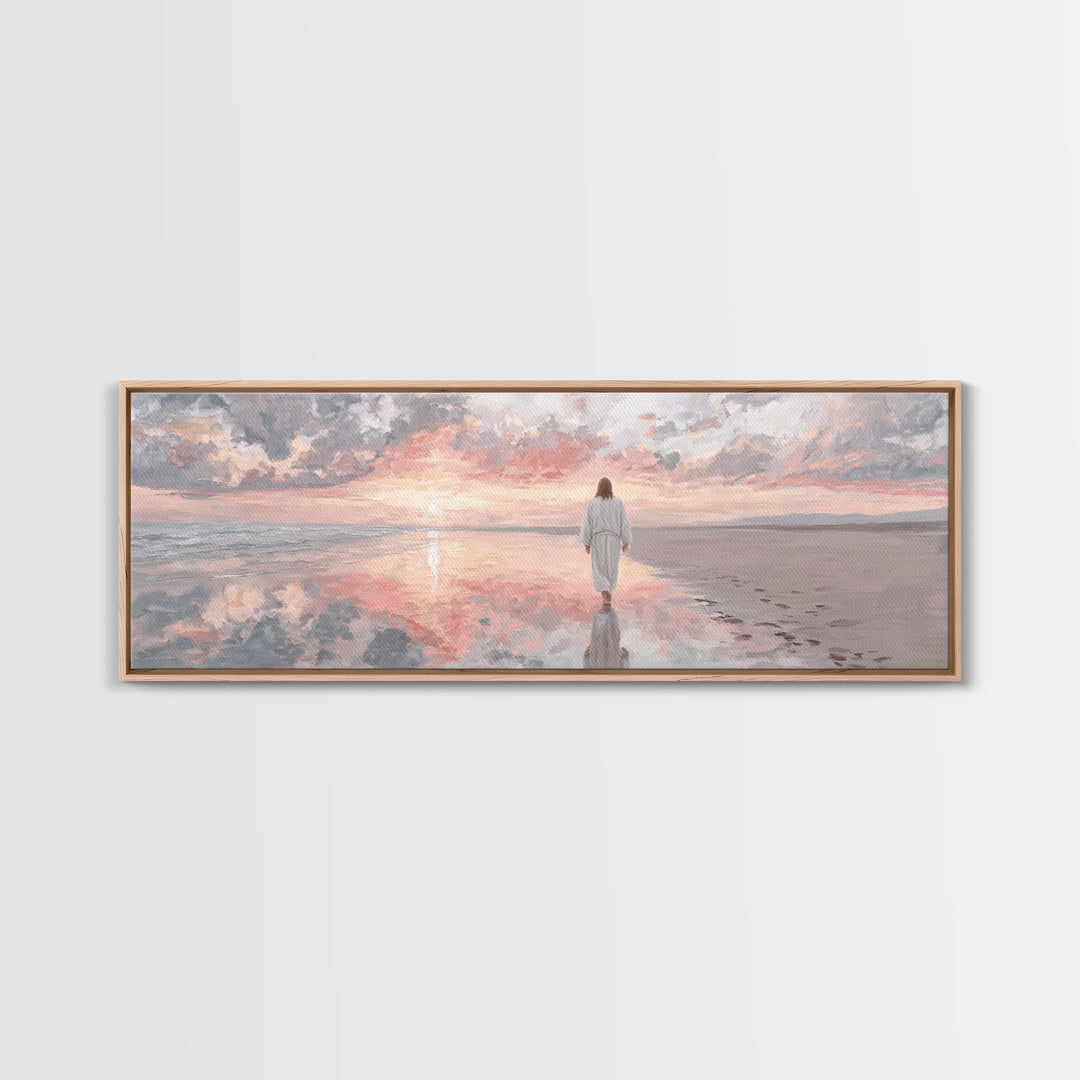 Solitude Of Faith – Framed Canvas Print – Christian Art Canvas – Jesus Painting – Panoramic Frame – Christian Wall Art – Christmas Art