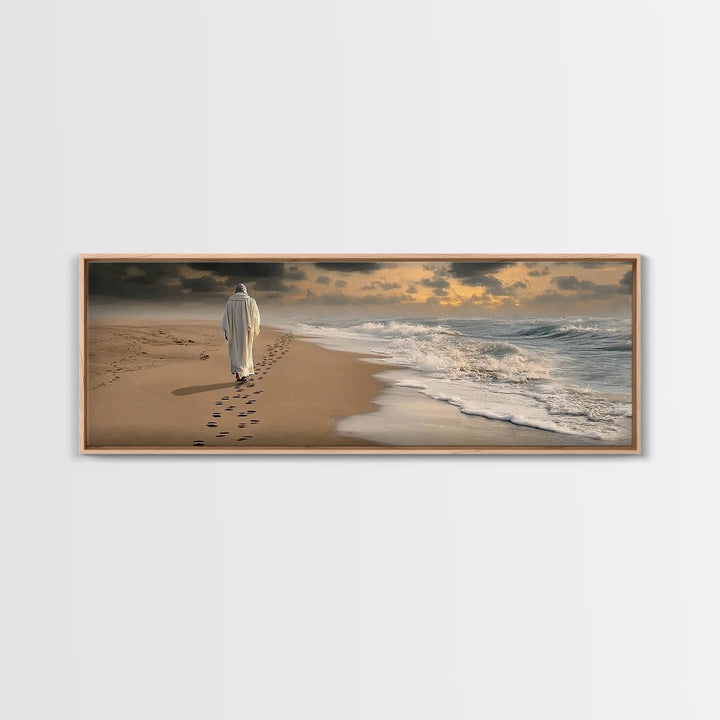 Steps Of Hope, Framed Canvas Print, Jesus Painting, Christian Wall Art, Panoramic Wall Art, Christian Art Canvas, Christmas Art