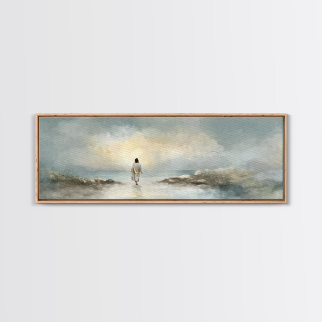 Beacon Of Dawn – Framed Canvas Print – Panoramic Art – Christian Wall Art – Christian Art Canvas – Jesus Painting – Christian Christmas Art