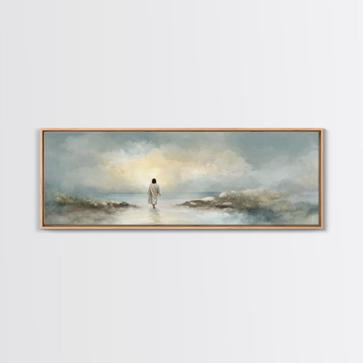 Beacon Of Dawn – Framed Canvas Print – Panoramic Art – Christian Wall Art – Christian Art Canvas – Jesus Painting – Christian Christmas Art