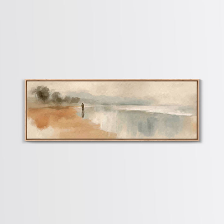 Soft Shore Peace, Framed Canvas Print, Panoramic Wall Art, Christian Art Canvas, Jesus Painting, Christian Wall Art, Christian Christmas Ar