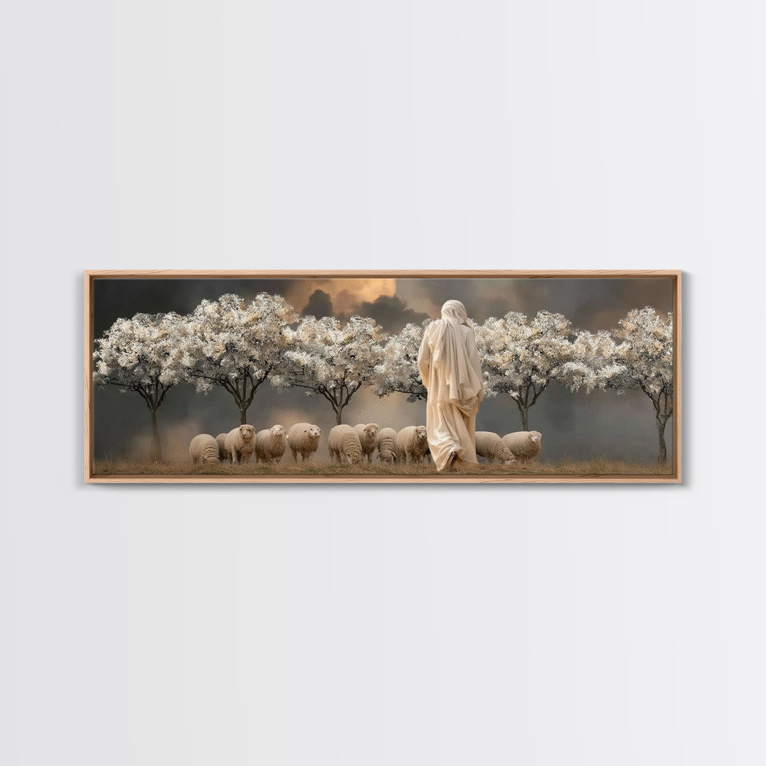 Twilight Orchard Calling | Framed Canvas Print | Panoramic Print | Christian Art Canvas | Christian Wall Art | Jesus Painting | Christmas A
