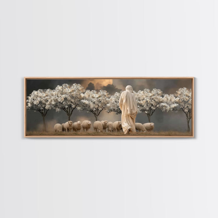 Twilight Orchard Calling | Framed Canvas Print | Panoramic Print | Christian Art Canvas | Christian Wall Art | Jesus Painting | Christmas A