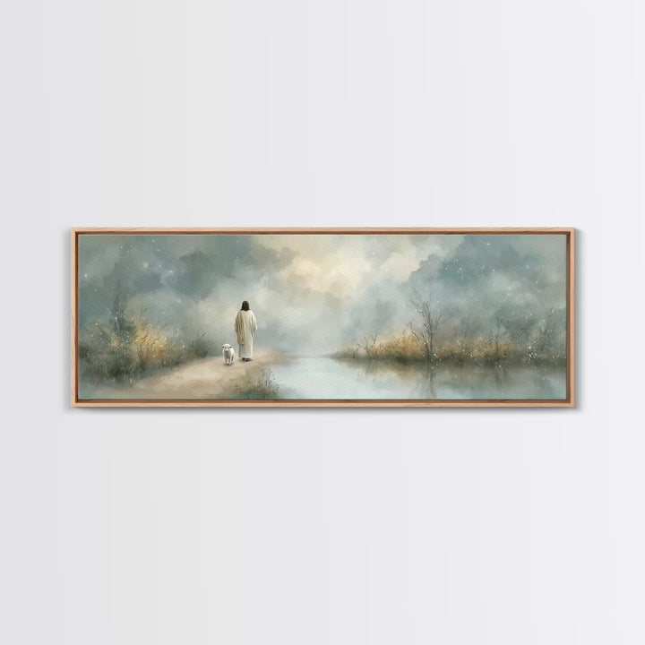 Starry Fields Promise | Framed Canvas Print | Christian Art Canvas | Jesus Painting | Panoramic Frame | Christian Wall Art | Christmas Art