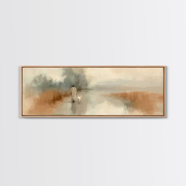 Quiet Journey Home – Framed Canvas Print – Panoramic Art – Christian Wall Art – Jesus Painting – Christian Christmas Art – Christian Decor