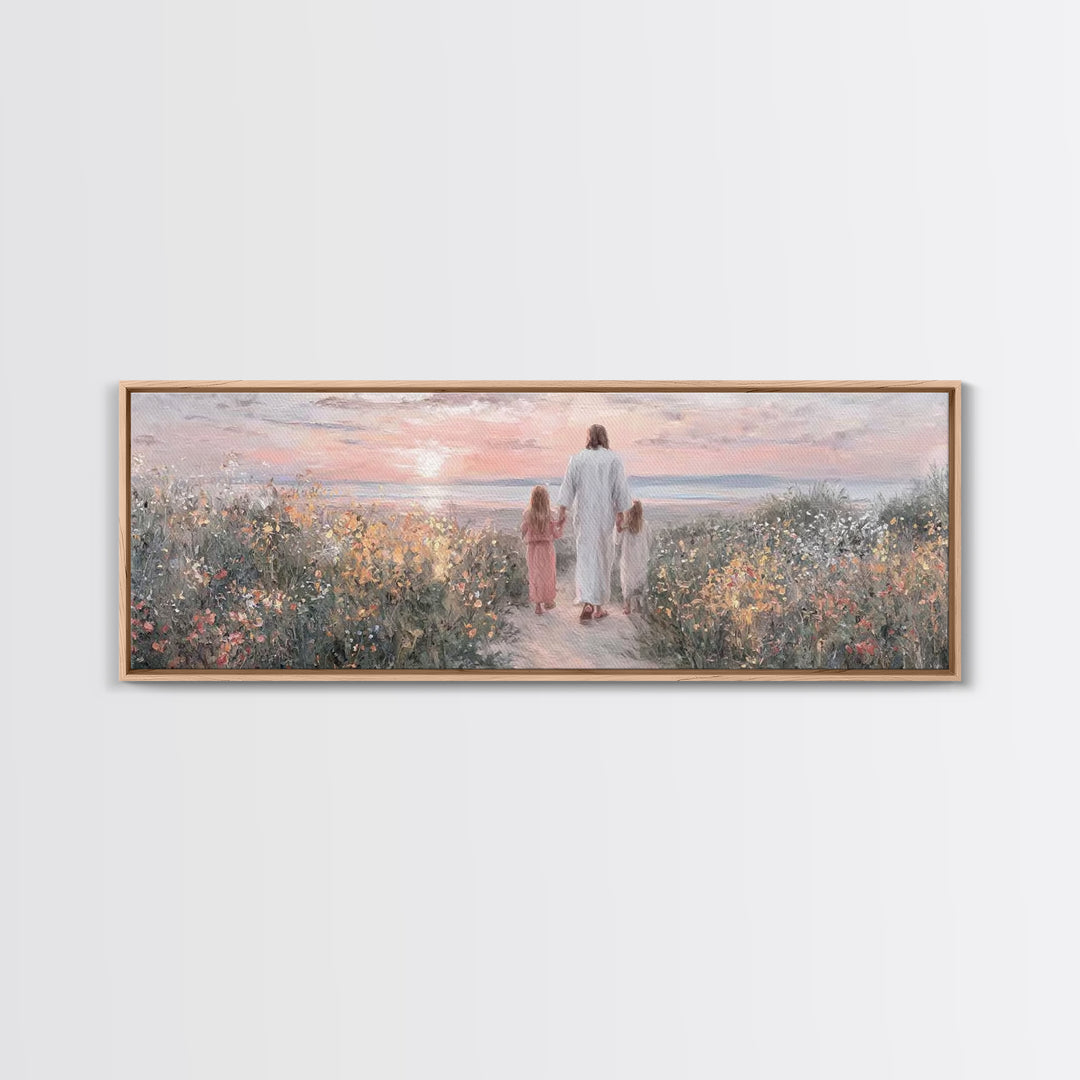 Walk In The Light – Framed Canvas Print – Panoramic Print – Jesus Painting – Christian Art Canvas – Christian Wall Art – Christian Gift Ide