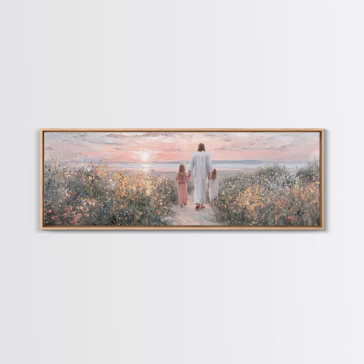 Walk In The Light – Framed Canvas Print – Panoramic Print – Jesus Painting – Christian Art Canvas – Christian Wall Art – Christian Gift Ide