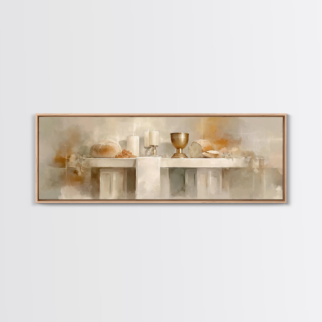 Bread Of Blessing | Framed Canvas Print | Panoramic Wall Art | Christian Art Canvas | Christian Wall Art | Christmas Art | Christian Decor