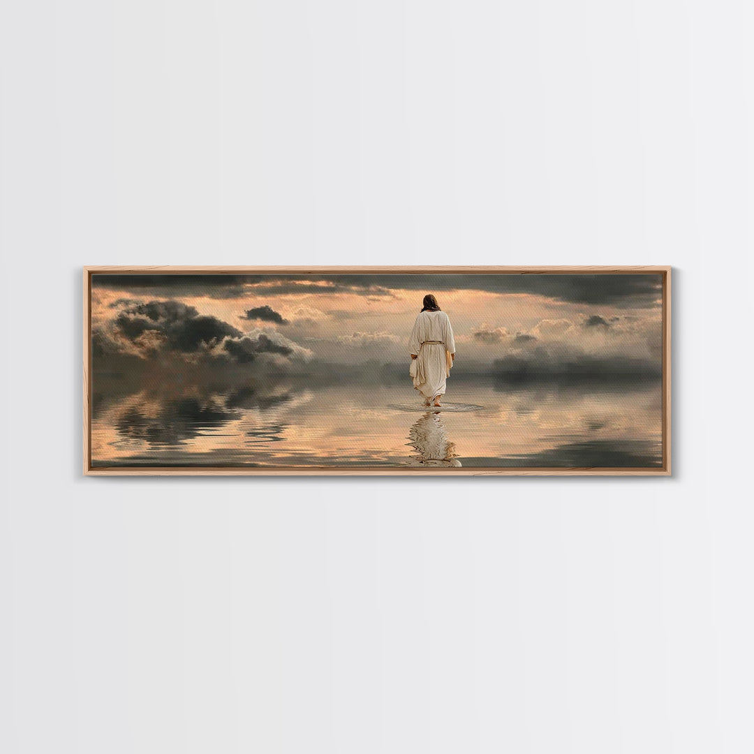 Silent Redeemer | Framed Canvas Print | Panoramic Painting | Christian Wall Art | Jesus Canvas Art | Christian Art Print | Christian Decor
