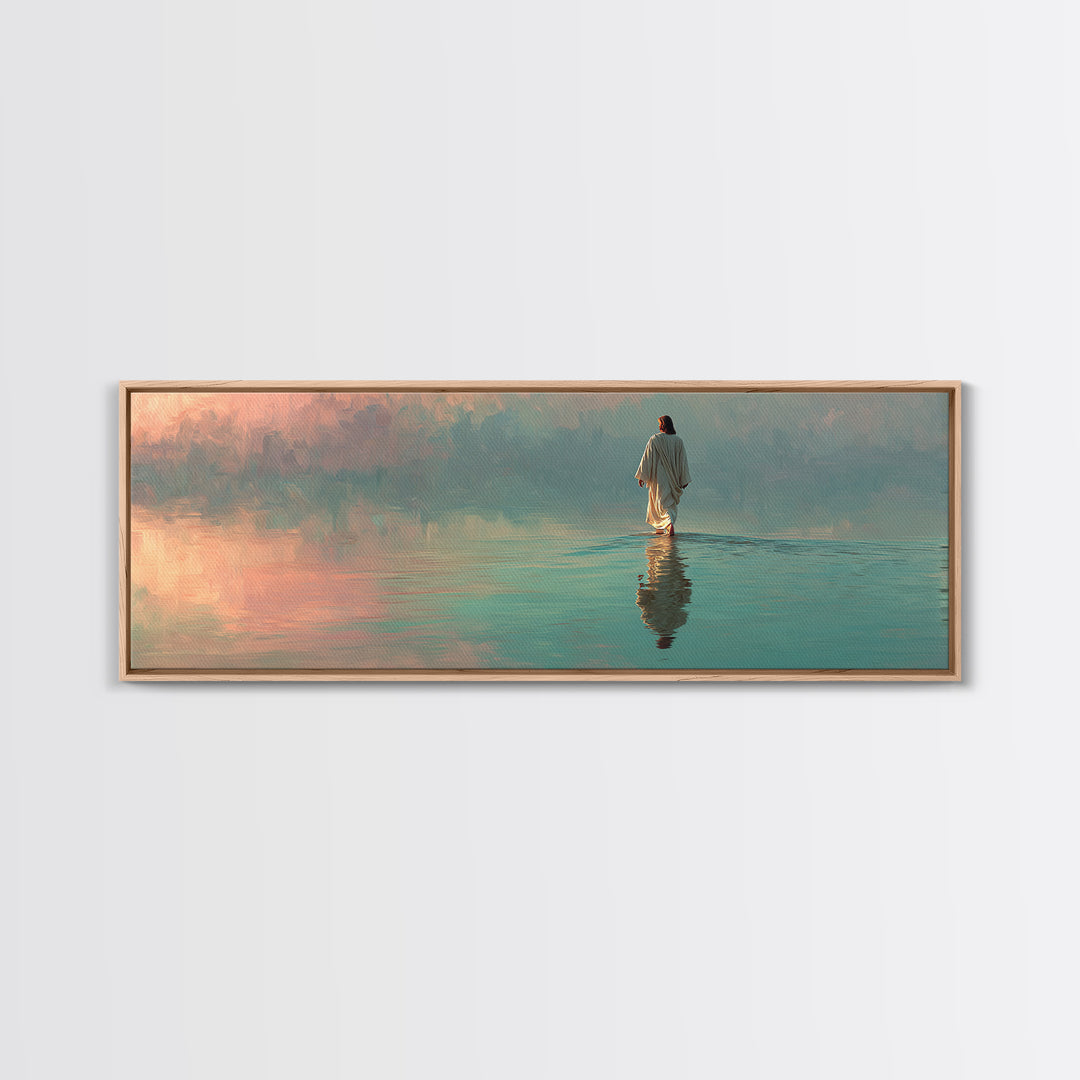 Waves Of Mercy – Framed Canvas Print – Panoramic Art – Christian Wall Art – Jesus Painting – Christian Art Canvas – Christian Decor