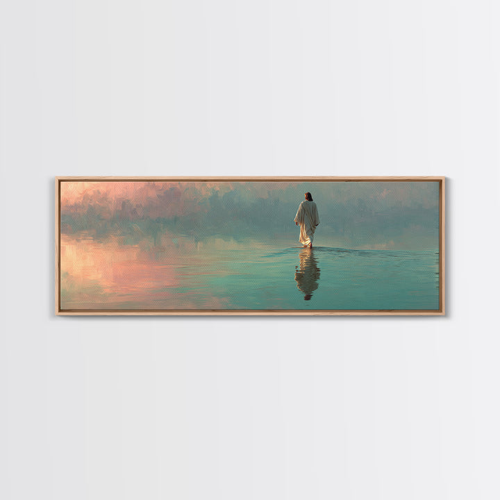 Waves Of Mercy – Framed Canvas Print – Panoramic Art – Christian Wall Art – Jesus Painting – Christian Art Canvas – Christian Decor