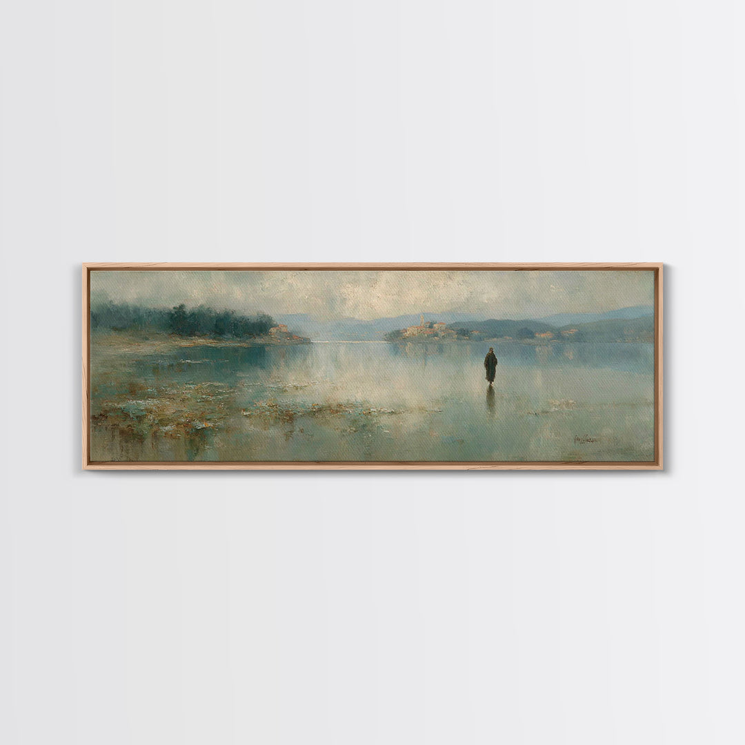 Sacred Stillness | Framed Canvas Print | Panoramic Art | Christian Art Canvas | Jesus Painting | Christmas Art | Christian Wall Art