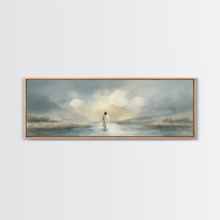 Evening Refuge – Framed Canvas Print – Panoramic Painting – Christian Art Print – Jesus Canvas Art – Christian Gift – Christmas Wall Art