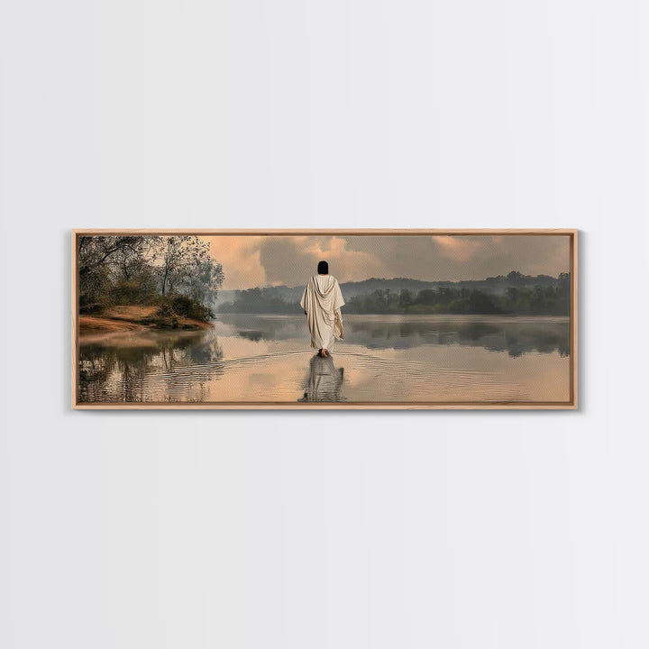 Gentle Shepherd, Framed Canvas Print, Panoramic Wall Art, Christian Painting, Jesus Art Print, Christian Art Canvas, Christian Christmas Ar