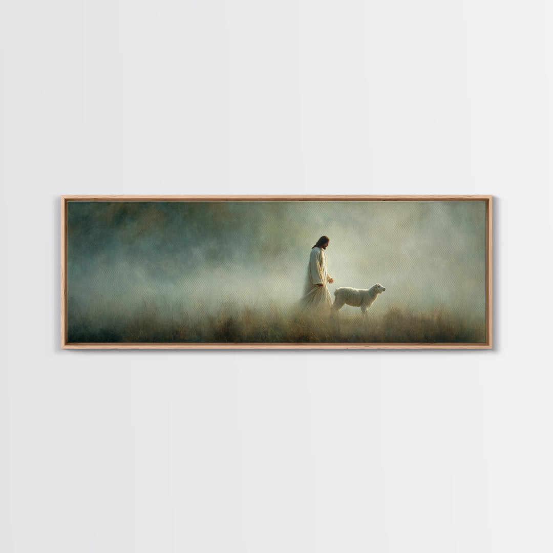 Shepherd’s Path | Framed Canvas Print | Panoramic Art | Christian Decoration | Jesus Canvas Art | Christian Wall Art | Christian Art
