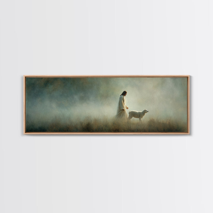 Shepherd’s Path | Framed Canvas Print | Panoramic Art | Christian Decoration | Jesus Canvas Art | Christian Wall Art | Christian Art