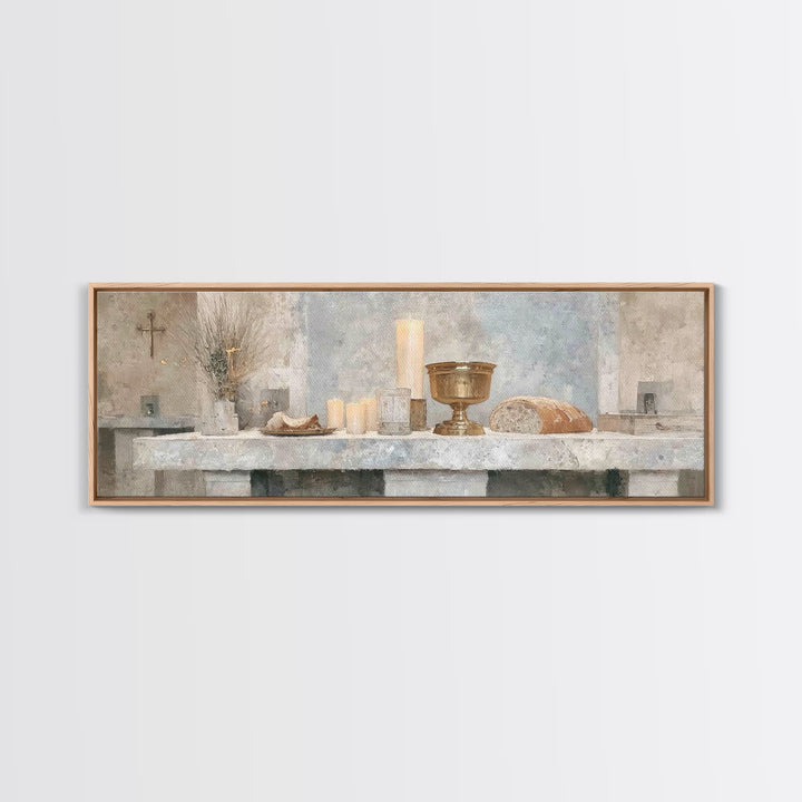 Quiet Altar Grace – Framed Canvas Print – Panoramic Frame – Christian Wall Art – Christian Art Canvas – Subtle Christian Art – Christian De