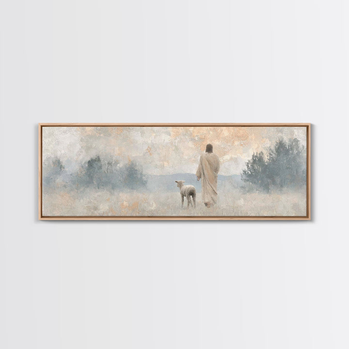 Heavenly Calm | Framed Canvas Print | Panoramic Wall Art | Christian Art Print | Jesus Canvas Art | Christian Christmas Art | Modern Christ