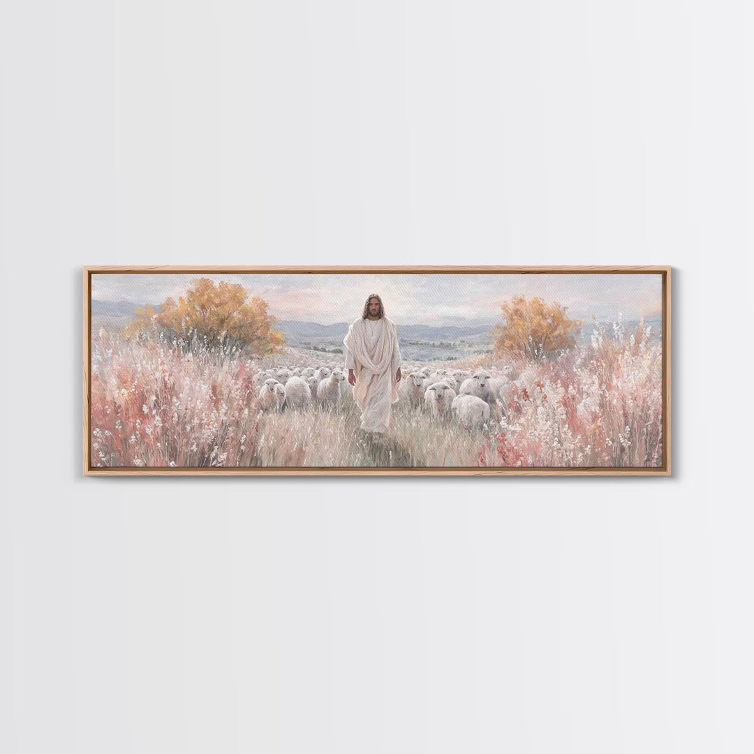 Radiant Shepherd Promise – Framed Canvas Print – Panoramic Art – Christian Wall Art – Jesus Art Print – Christian Canvas Art – Christmas Ar