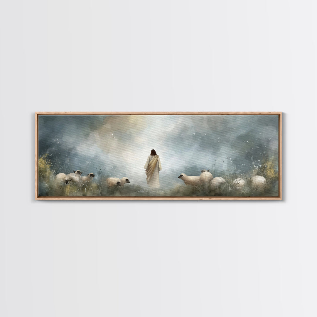 Blessed Autumn Path – Framed Canvas Print – Panoramic Painting – Christian Wall Art – Jesus Canvas Art – Christmas Wall Art – Christian Dec