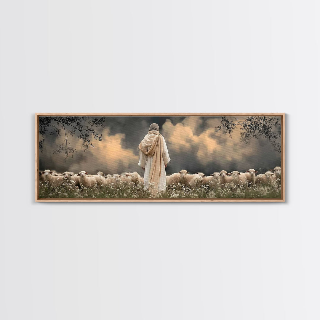 Still Waters Glory – Framed Canvas Print – Panoramic Wall Art – Christian Art Canvas – Jesus Art Print – Moody Christmas Art – Christian De