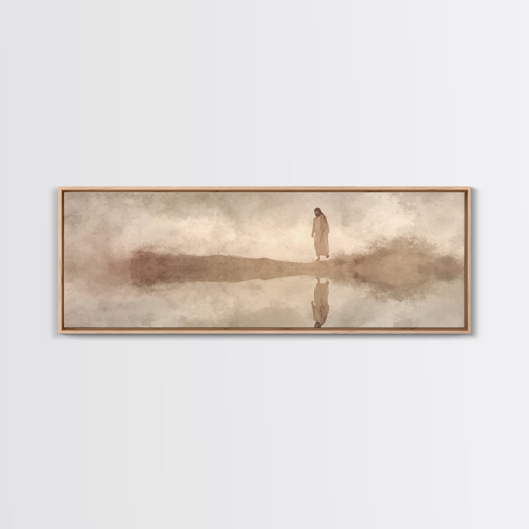 Heaven’s Guiding Shore | Framed Canvas Print | Panoramic Frame | Christian Wall Art | Jesus Painting | Christian Christmas Decor | Modern C