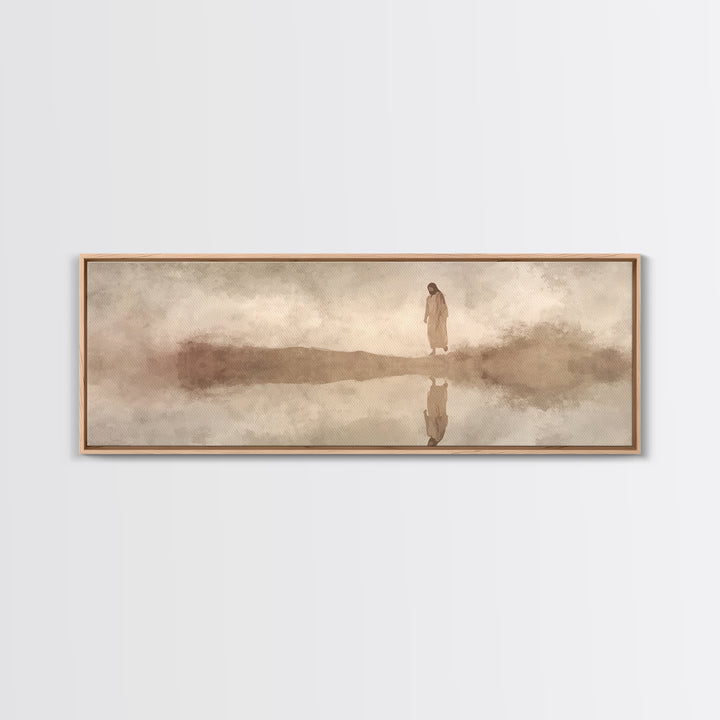 Heaven’s Guiding Shore | Framed Canvas Print | Panoramic Frame | Christian Wall Art | Jesus Painting | Christian Christmas Decor | Modern C