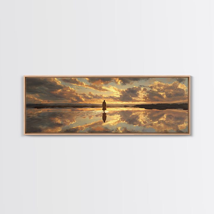 Reflections Of Peace, Framed Canvas Print, Panoramic Painting, Christian Art Canvas, Jesus Wall Art, Christian Art Print, Christian Christm