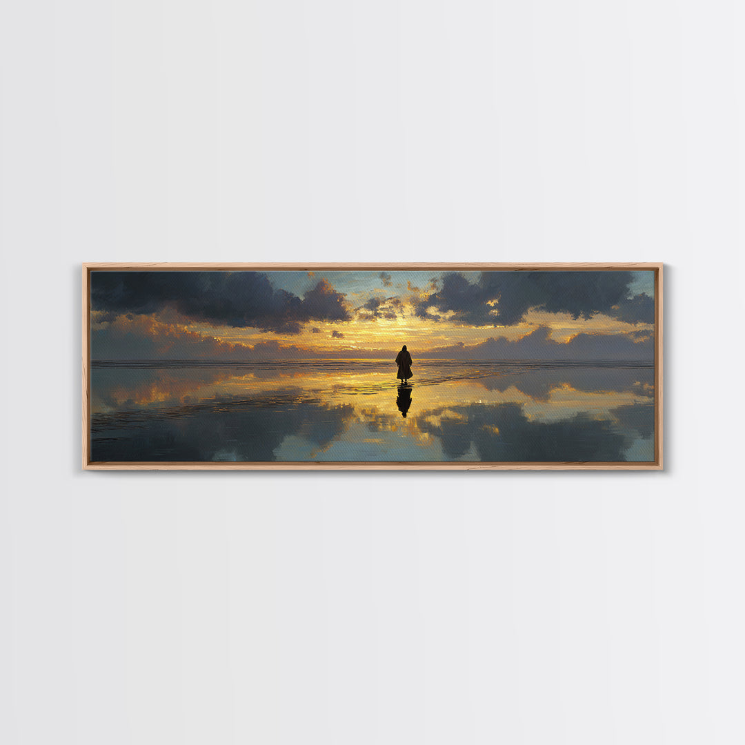 Sunset Promise Path – Framed Canvas Print – Panoramic Art – Christian Art Canvas – Large Jesus Painting – Christmas Art Work – Christian De