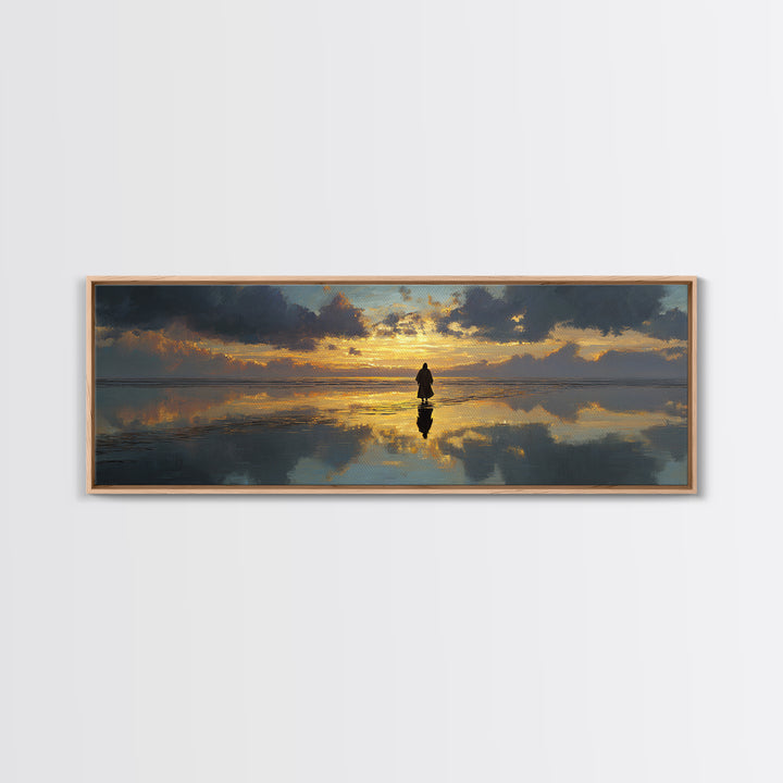 Sunset Promise Path – Framed Canvas Print – Panoramic Art – Christian Art Canvas – Large Jesus Painting – Christmas Art Work – Christian De