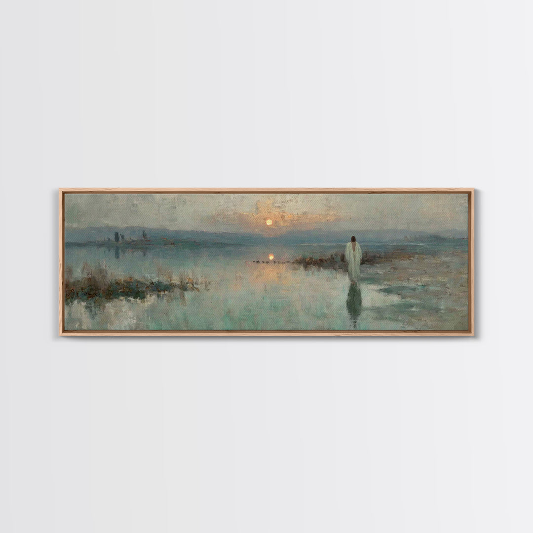 Heavenly Stillness, Framed Canvas Print, Christian Art Canvas, Panoramic Wall Art, Jesus Painting, Christian Wall Art