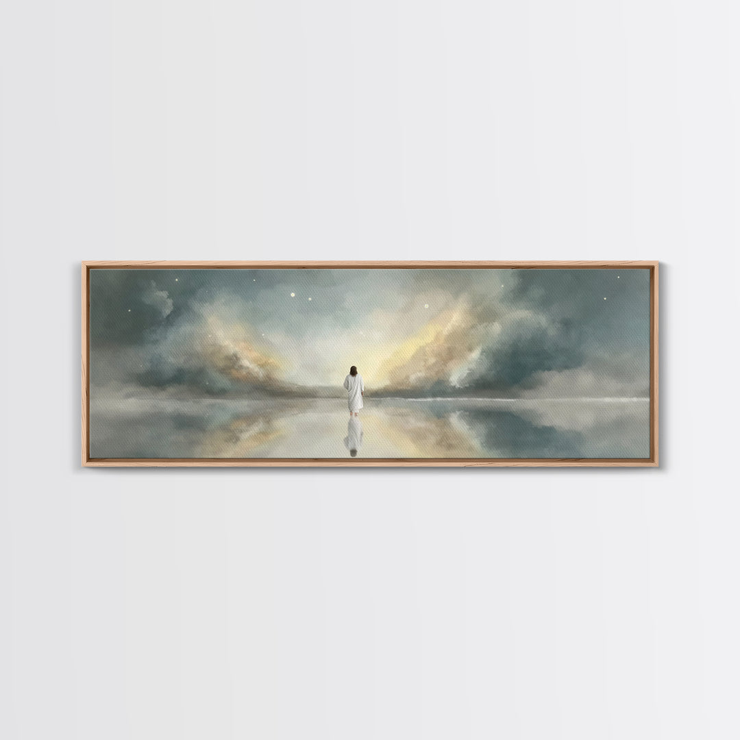 Gentle Promise, Framed Canvas Print, Panoramic Art, Christian Wall Art, Christian Art Canvas, Jesus Painting