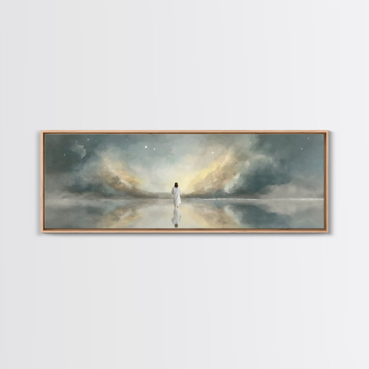 Gentle Promise, Framed Canvas Print, Panoramic Art, Christian Wall Art, Christian Art Canvas, Jesus Painting