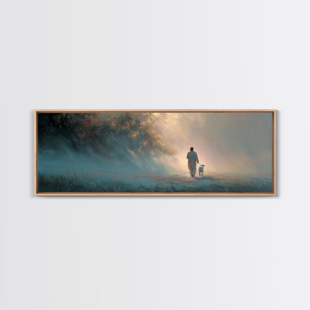 Peaceful Journey, Framed Canvas Print, Christian Art Canvas, Panoramic Painting, Christian Wall Art, Jesus Painting
