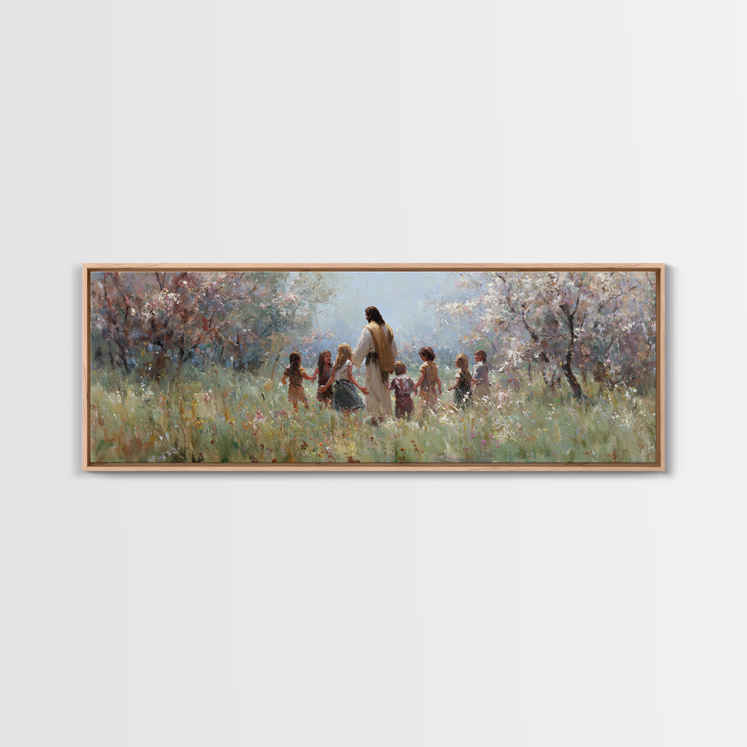 Garden Of Light – Framed Canvas Print – Christian Art Canvas – Panoramic Painting – Christian Wall Art – Jesus Painting
